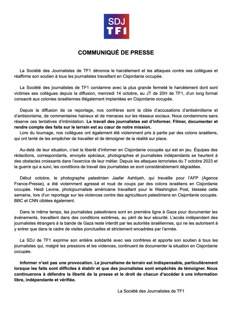 Marcel81048792's tweet photo. Après un reportage sur les colonies israéliennes illégalement implantées en Cisjordanie occupée,les journalistes sont victimes d'accusations d'#antisémitisme et d'antisionisme,de commentaires haineux et de menaces 
Voilà le vrai visage de l'extrême droite et des génocidaires https://t.co/aO2BOuoyYi