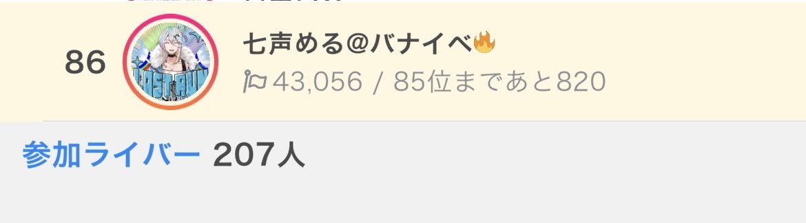 mel_haisinn's tweet photo. 配信ありがとうございました‼️
最後は思わず感極まって涙ちょちょぎれました😭こんな僕でもここにいれて良かったなと…
無事目標としてた100位以内に入ることが出来ました‼️本当に1週間ありがとうございました🙇‍♂️ そして＋6取れたと思ってたら… ボーダー高すぎて滅😭 https://t.co/AkcaubjPXJ