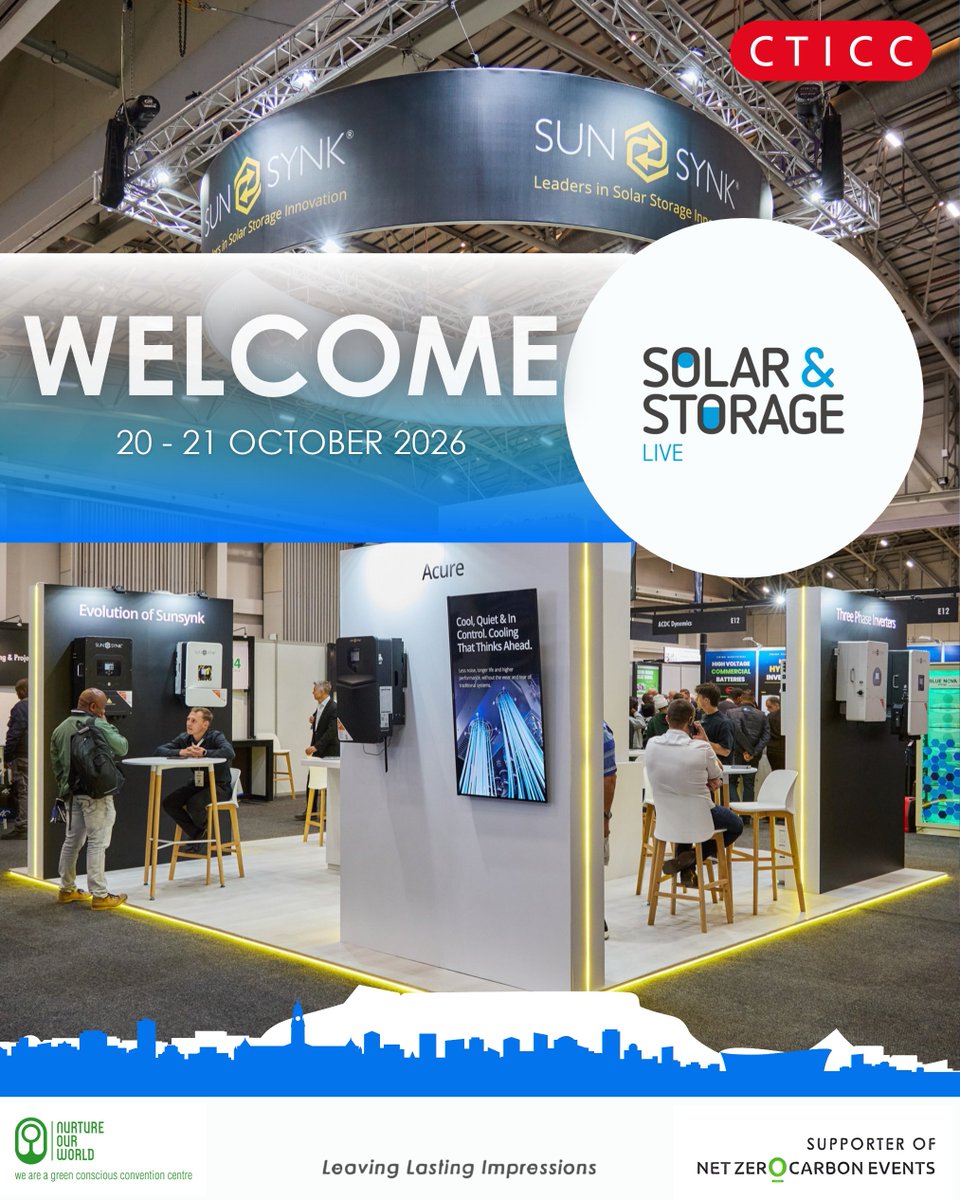 CTICC_Official's tweet photo. CTICC welcomes Solar &amp; Storage Live 2026

#LeavingLastingImpressions
#WeavingALegacy
#CTICC https://t.co/jTD3icl2hh
