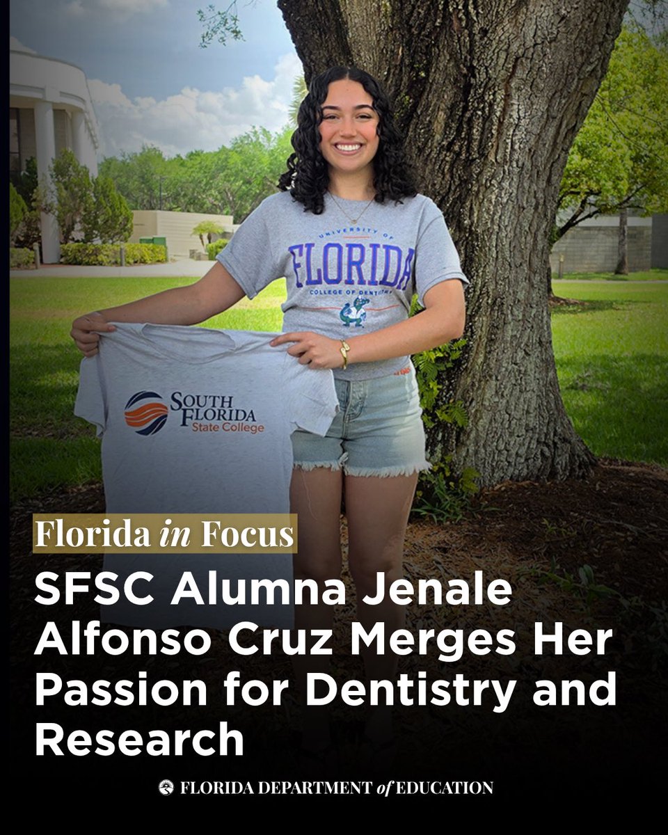 EducationFL's tweet photo. Meet Jenale Alfonso Cruz, a first-generation college student and an alumna of @SFSCPanthers.

When she was 12 years old, Jenale’s father had a cardiac event that sent him to the hospital, where nurses and doctors saved his life.

This experience inspired her to pursue a career saving lives—and now she’s working toward a bachelor’s degree in Microbiology and Cell Science with a minor in Pathogenesis at @UF. 

Read Jenale’s FULL Florida in Focus Spotlight: https://t.co/LfNcqBvAgg