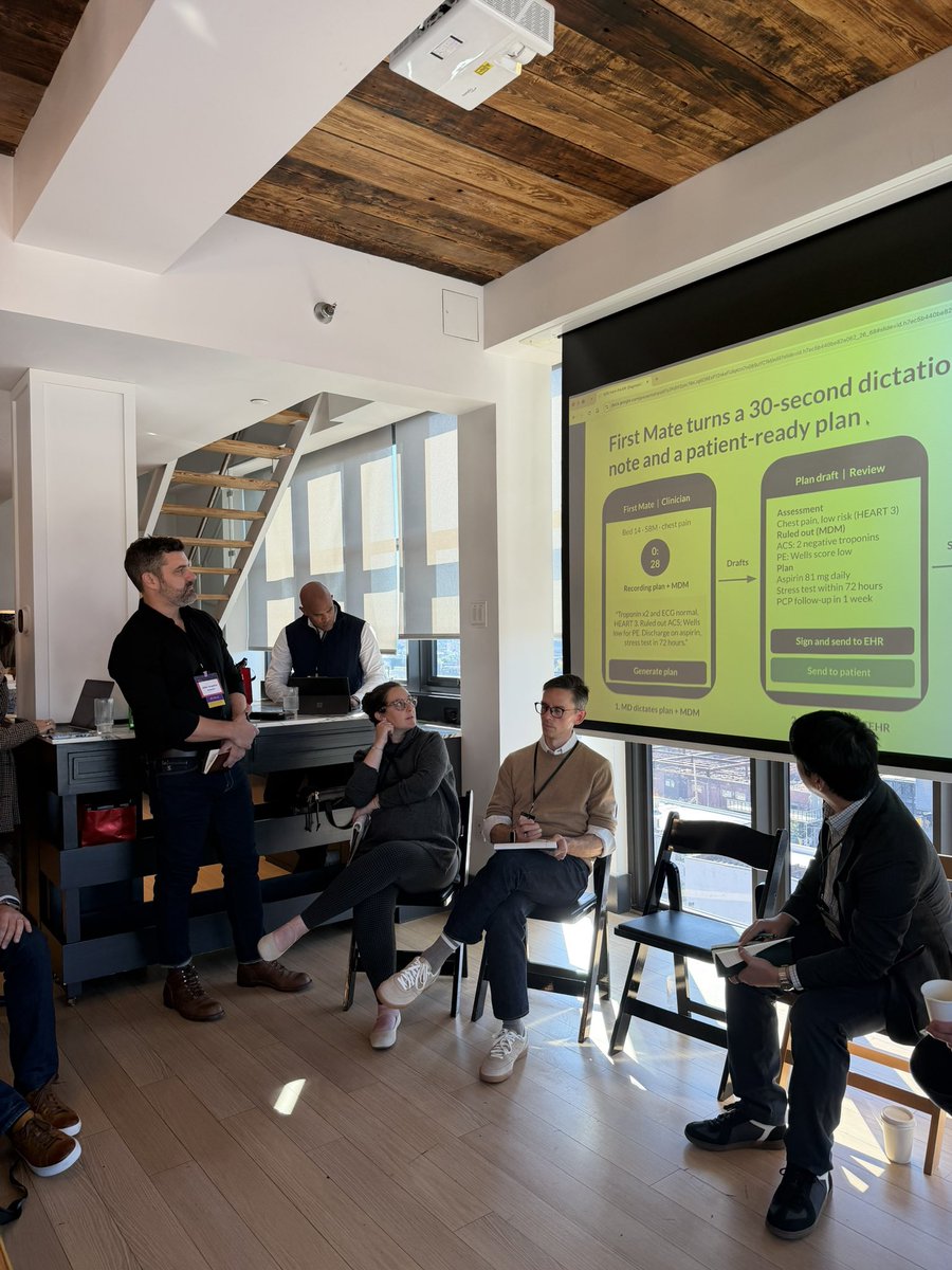 chrissyfarr's tweet photo. Our hackathon focused on improving kicked off with a founder sharing the story of losing his mom in an ER waiting room. 

We built demos in an hour to fix the ER experience. The participants’ backgrounds are diverse by design with one ER provider per team. 

The perfect way to kick off our summit. 

@townhallvntrs @nabla_ai @anomifyinsights @second_op_media & more