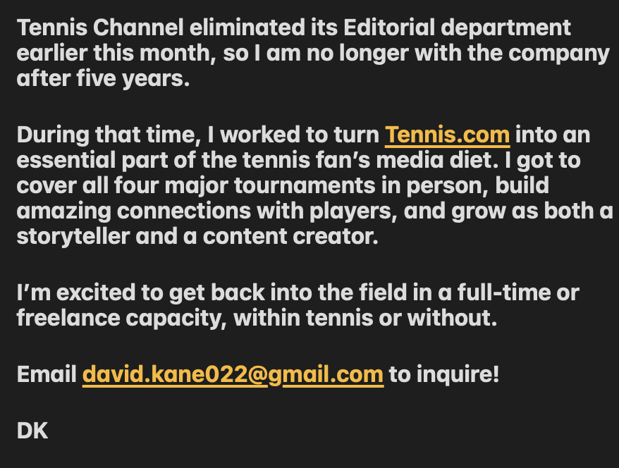 DKTNNS's tweet photo. An update from me 🎾 https://t.co/drHgzNB9Mx