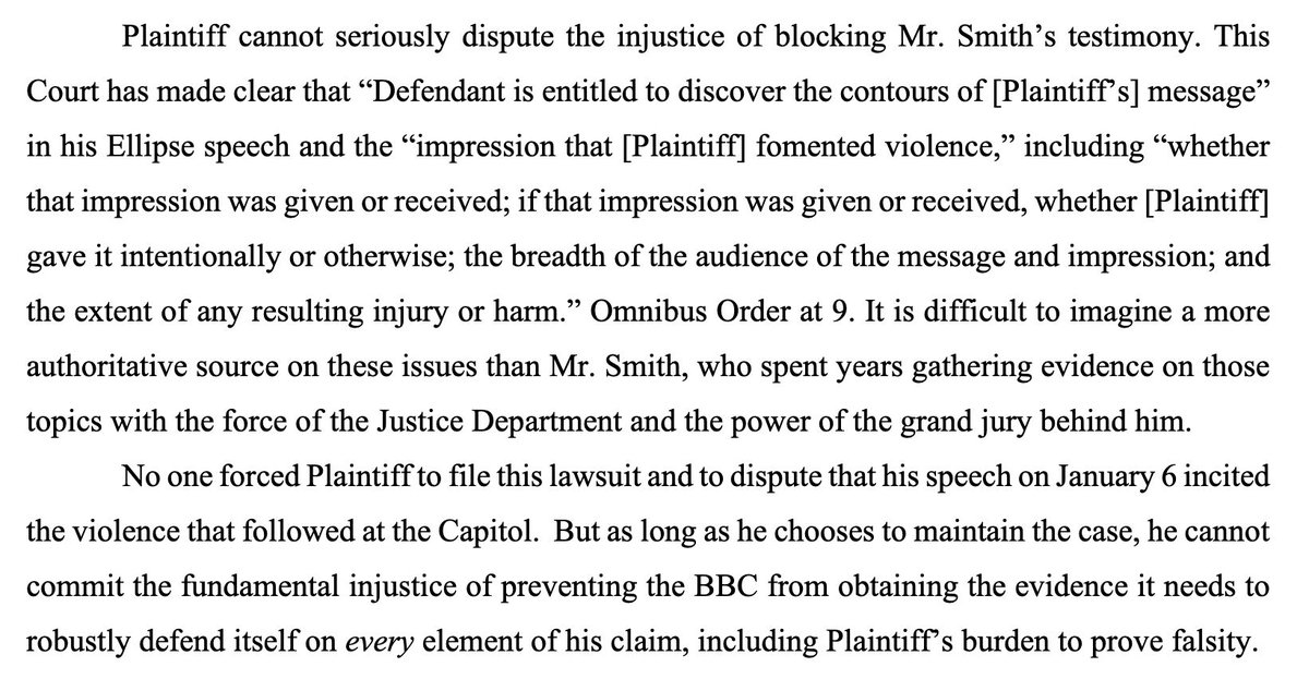 KlasfeldReports's tweet photo. BREAKING

The BBC subpoenaed Jack Smith for a deposition to defend itself against Trump's defamation lawsuit.

Smith didn't object to the subpoena.

Team Trump opposes. https://t.co/J6bVM2Yobn https://t.co/ktbm284S60