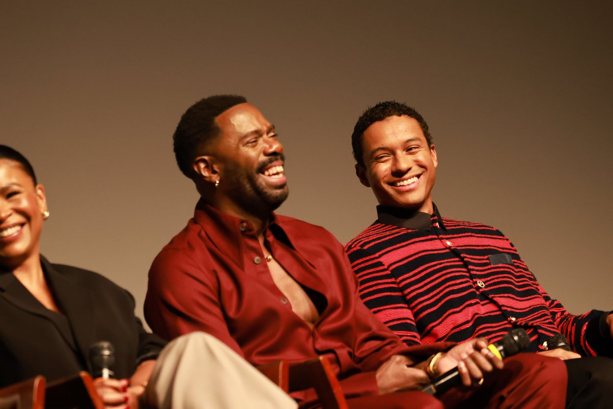 OurMovieGuide's tweet photo. Graham King, Jaafar Jackson, Juliano Valdi, Colman Domingo, Nia Long and Antoine Fuqua sit for a Q&amp;A at the “Michael” special screening and conversation with cast &amp; filmmakers at the DGA Theatre in Los Angeles, California. #MichaelMovie https://t.co/elGMv6dN4Z