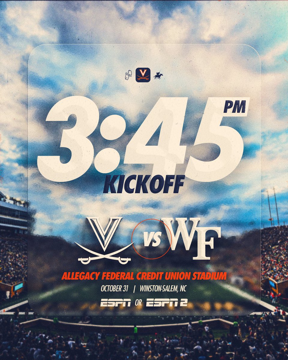 UVAFootball's tweet photo. Kickoff on Halloween

#GoHoos 🔶⚔️ https://t.co/yk7drOFo8T