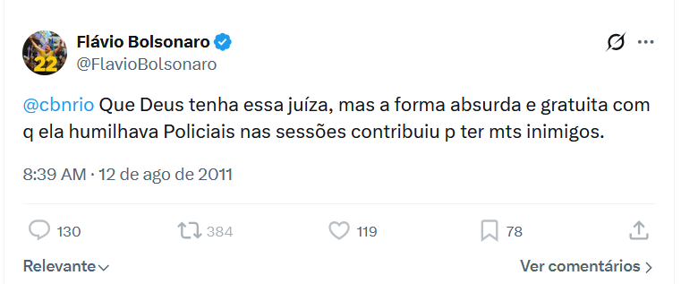 alicebiruta's tweet photo. o miliciano candidato a presidência nem apagou o seu tuite sobre assassinato da juíza patricia acioli por PMs de grupo de extermínio https://t.co/NcjZI6Mymh