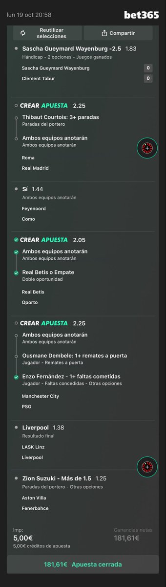 tatospicks_'s tweet photo. Miércoles de champions haciendo historia con los créditos, y jueves de europa aprovechando este auténtico partidazo. Estas son unas de las combinadas que hemos acertado ultimamente, para q veáis de lo que somos capaces de hacer.✅✅💸💸 https://t.co/nMcEtEa8M1
