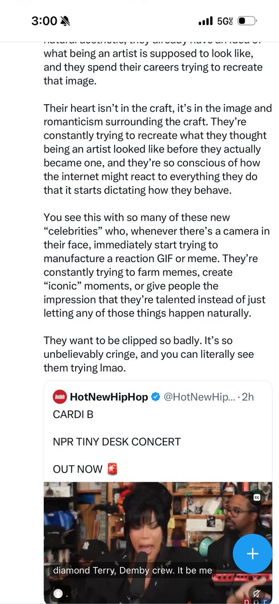 mikenewyawk's tweet photo. Writing full college essays about Cardi’s Tiny Desk performance…. NURSE https://t.co/nrK8ZuCqc8