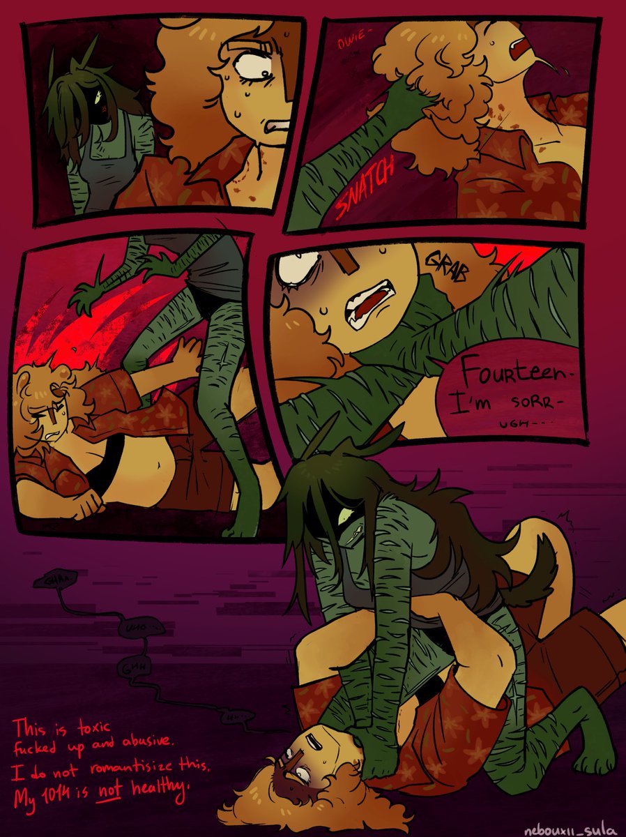 nebouxii_sula's tweet photo. CWTW: asphyxiation, abuse, scars, toxic 1014
Redraw of one of the first major Tenfourteen pieces I made in april 2025. I already knew what I want them to be and how horrible Fourteen is to Ten and they both to eachother. I felt sick drawing this. They truly are horrible.

#xfohv https://t.co/mM4VgRhvk7