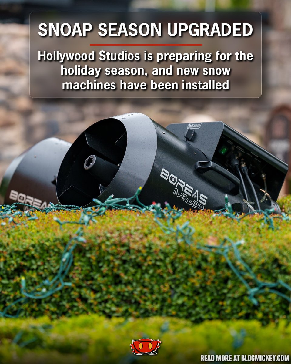 Blog_Mickey's tweet photo. We're just a couple of weeks from the start of the holiday season, and preparations are underway at Hollywood Studios. New this year: upgraded snow machines from Froggy's Frog sit along Sunset Blvd ❄️

🔗 https://t.co/sCC6mo6oZM https://t.co/Co7gRQqIwi