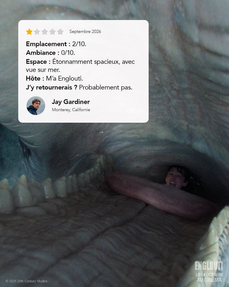 20thCenturyFR's tweet photo. Expérience inoubliable garantie. 🐋
 
#Englouti actuellement au cinéma. https://t.co/1uqnCzcxTD