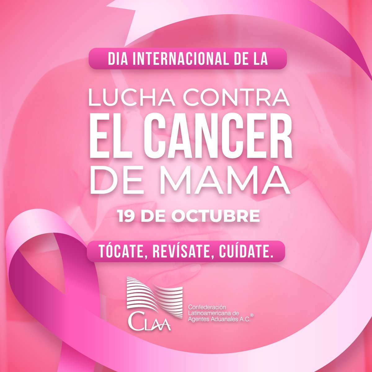 ClaaMx's tweet photo. 19 de octubre | Día Internacional de la lucha contra el Cáncer de Mama.

En la CLAA nos unimos con una sola idea: 𝐓𝐨́𝐜𝐚𝐭𝐞, 𝐫𝐞𝐯𝐢́𝐬𝐚𝐭𝐞, 𝐜𝐮𝐢́𝐝𝐚𝐭𝐞.

¿𝐘𝐚 𝐚𝐠𝐞𝐧𝐝𝐚𝐬𝐭𝐞 𝐭𝐮 𝐜𝐡𝐞𝐪𝐮𝐞𝐨? 

#CLAASeCuida https://t.co/fMV7ugAXKB