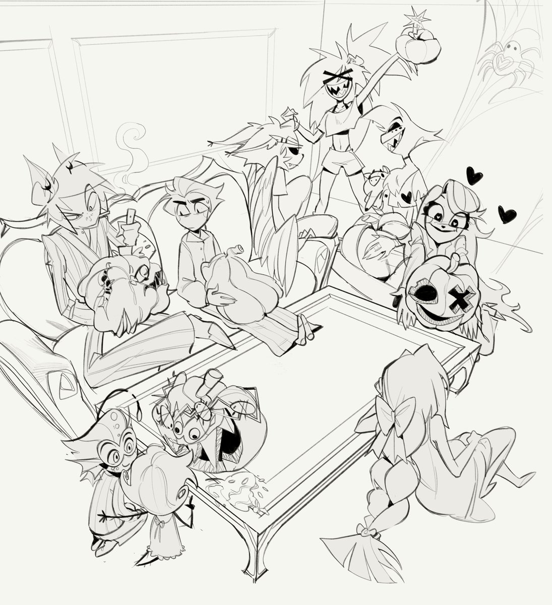 duhaeriss's tweet photo. wip!! i love them all .. #hazbinhotel https://t.co/laAT9NUrCc