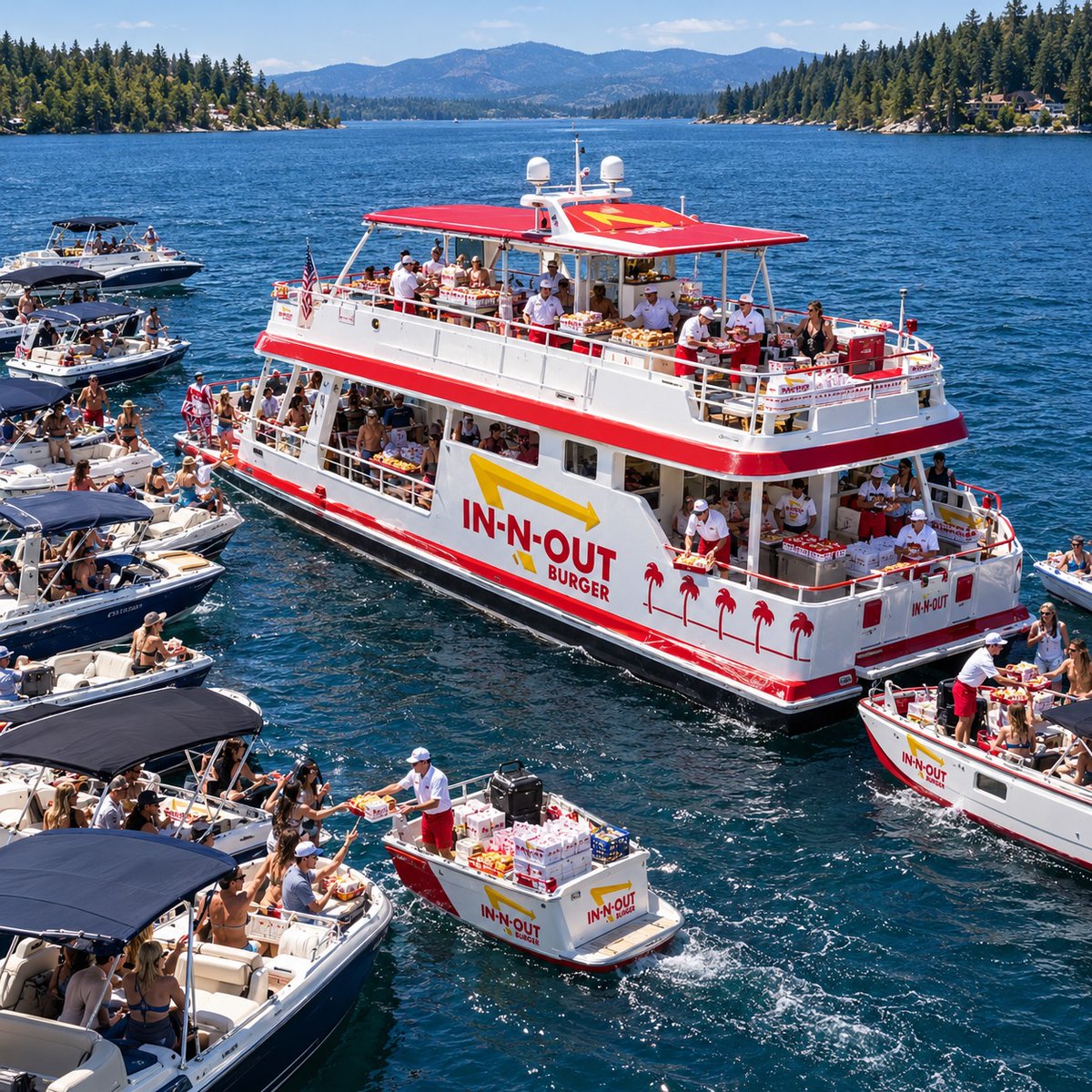 TheNOIDShow's tweet photo. In partnership with local boating enthusiasts, In-N-Out Burger's new Catering Clipper will bring the iconic burger experience directly to boaters across Lake Coeur d'Alene, serving fresh Double-Doubles, fries, and shakes to flotillas throughout the summer! https://t.co/1DRpODVhdT