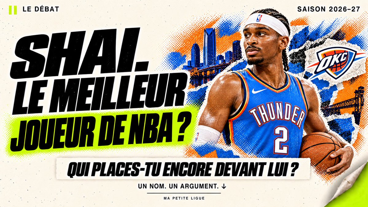 mapetiteligue's tweet photo. Un match à gagner. Tous les joueurs disponibles.

Tu prends Shai… ou quelqu’un d’autre ? 👀

Si tu ne le places pas numéro 1 en NBA, donne le nom du joueur devant lui et explique pourquoi. 👇

#NBA #ThunderUp https://t.co/iABoC3SGiX