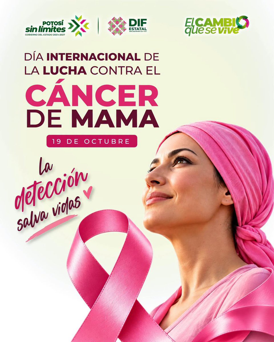 DIFEstatalSLP's tweet photo. En el marco del Día Internacional de la Lucha contra el Cáncer de Mama, en el DIF Estatal de San Luis Potosí reafirmamos nuestro compromiso de promover el autocuidado, la información y la detección oportuna.

#CáncerDeMama #RicardoGallardoCardona #DIFEstatalSLP #GobiernoQueCumple https://t.co/ECjyJKJUNH