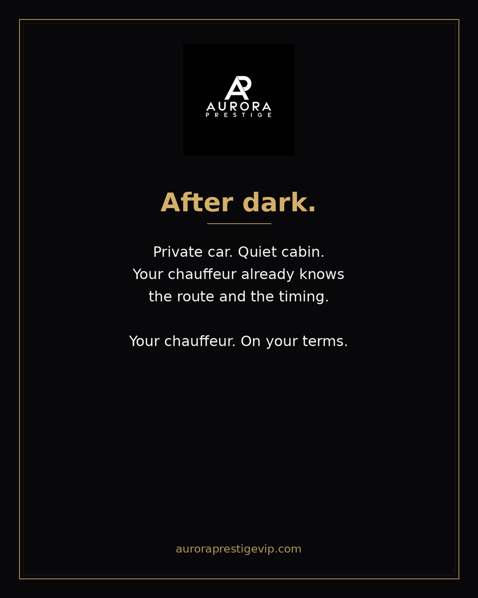 AuroraPrestige's tweet photo. Nobody wants to squint at license plates on a dark curb at 11 PM.

With Aurora Prestige you watch your chauffeur arrive on the live map, and a pickup PIN confirms the right car and the right person. Payment is handled in the app.

Exactly your chauffeur. https://t.co/rrUjthN7ke https://t.co/T56J8bn9MF