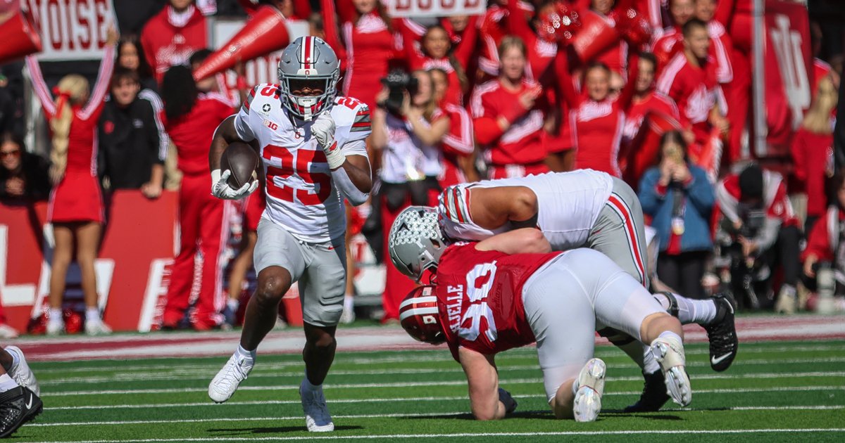 SpencerHolbrook's tweet photo. NEW: Ohio State beat Indiana but lost its starting QB in the same afternoon. Now with a week off, this is the defining idle week of the Ryan Day era 👀

10 things I think I know about the Buckeyes after the Indiana game ⬇️

READ: https://t.co/D1NS4HaUXd https://t.co/scGKvH5jnd