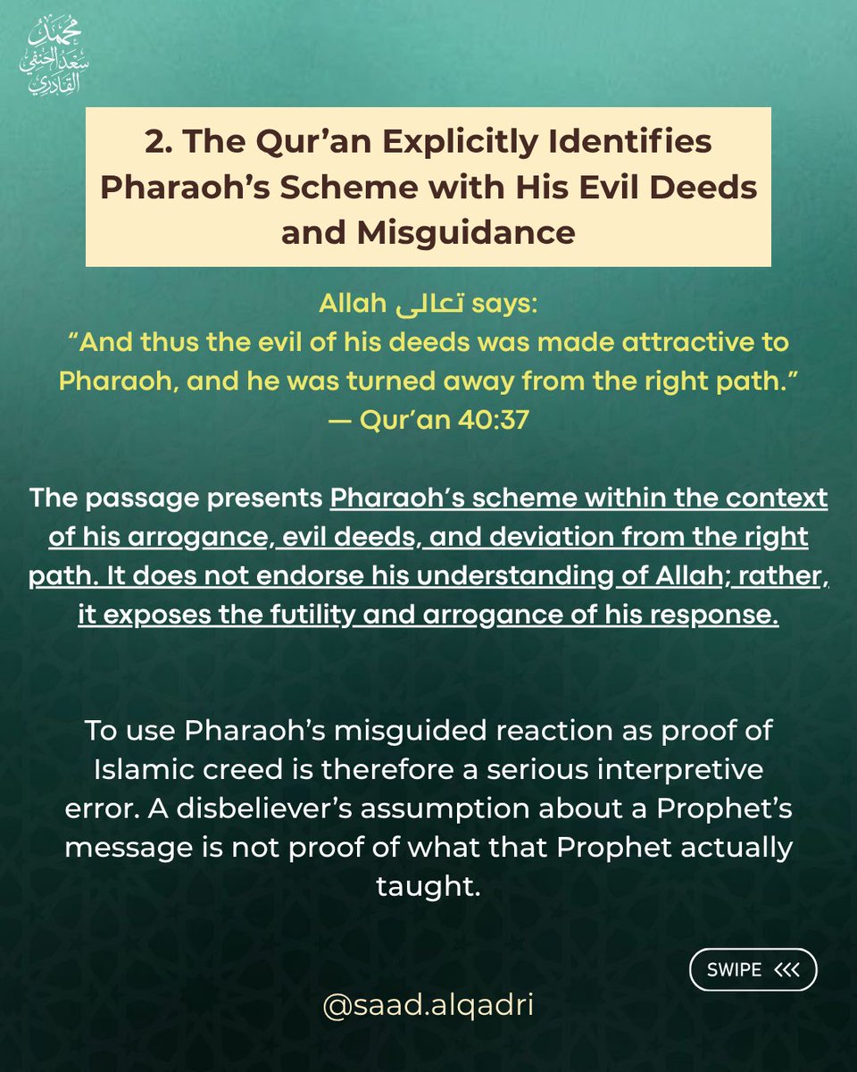 saadalqadri's tweet photo. A clarification on the claim regarding Prophet Musa عليه السلام and Pharaoh’s tower, with evidence from the Qur’an and the words of Qadi Abu Bakar Ibn al-Arabi رحمه الله. https://t.co/L8vLrXn552