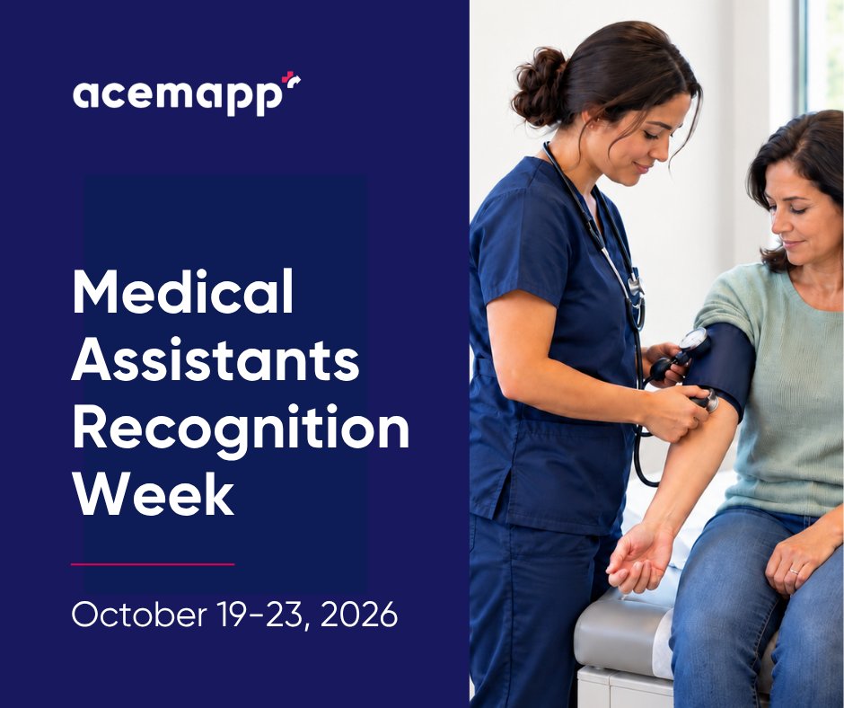 acemapp's tweet photo. Happy Medical Assistants Week!
Weβre proud to support clinical education experiences that help prepare future Medical Assistants. Thank you, MAs, for supporting patients and colleagues every day! #MARWEEK2026 https://t.co/lk2aFVfWM9