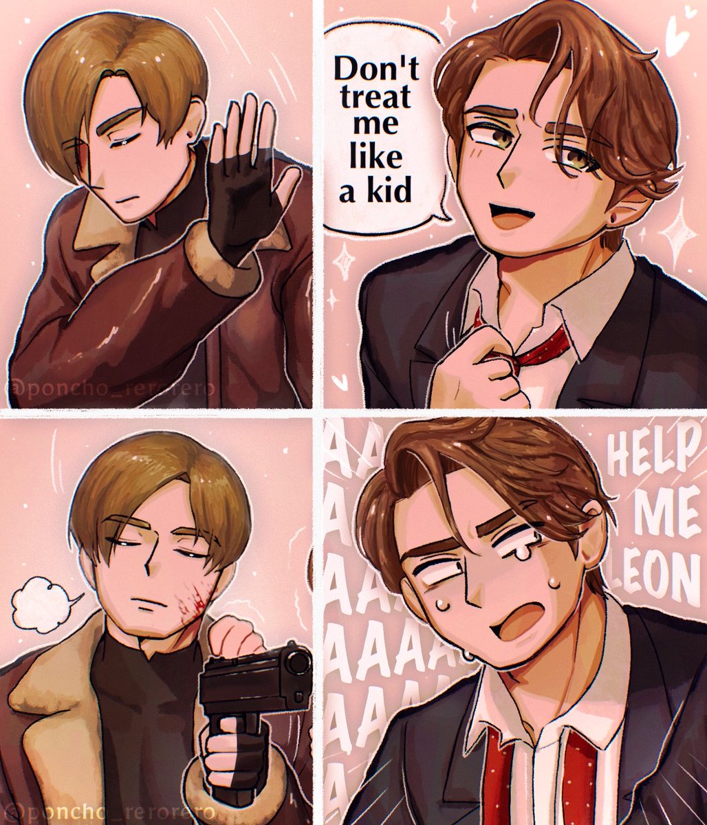 poncho_rerorero's tweet photo. The AU ②
bodyguard Leon × the President’s son, Bryan

※Brian’s design is based on 『SMILF』
#bryeon #ResidentEvil https://t.co/IXNwVBaVEx
