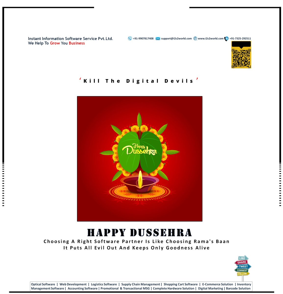 instant_pvt's tweet photo. Let's Burn The Data Chaos &amp; Build a Smarter Tomorrow!
#Dushera
#VijayaDashmi
#दशहरा
#Dasara
#विजयादशमी
#Dussehra2026
#Lord_Ram
#जयश्रीराम
#Optical_software
#Opticalsoftware
#i2s2
#Optocare
#AaharStore
#Digital_Marketing
#Web_Development
#ITSolutionExperts

https://t.co/3jKYRs2wWK https://t.co/QcsDOOznkf