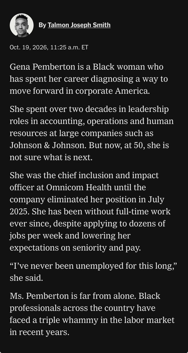 talmonsmith's tweet photo. Update from me: 'Black Unemployment Hints at a Job Market in Worse Shape Than It Seems'

was torn on this

reacting hastily to a 1month u3 spike is borderline irresponsible - but the vibe shift on Diversity in Corp. America + data on college edu Black women shows the pain is real https://t.co/cn60AgqaIt