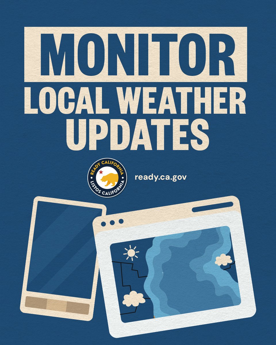 ListosCA's tweet photo. Stay alert and stay informed, Californians!

➡️ Sign up for local emergency alerts and follow guidance from local officials at https://t.co/8qArMYYid8

➡️ Get the latest wind and fire weather updates at https://t.co/dvP21GNXrw https://t.co/5ExnHrzK9u