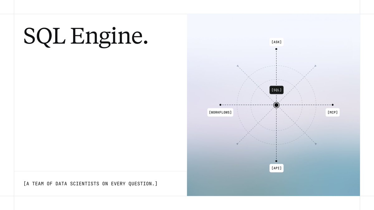 attio's tweet photo. SQL Engine.

Get exact answers to complex revenue questions, from weighted pipeline to win rates, by querying your entire CRM with SQL. https://t.co/OgXhoYwNRK