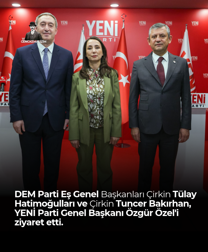 fenerbahceprag's tweet photo. DEM Parti Eş Genel Başkanları Çirkin Tülay Hatimoğulları ve Çirkin Tuncer Bakırhan, YENİ Parti Genel Başkanı Özgür Özel'i ziyaret etti. https://t.co/KZz4g9PmlI