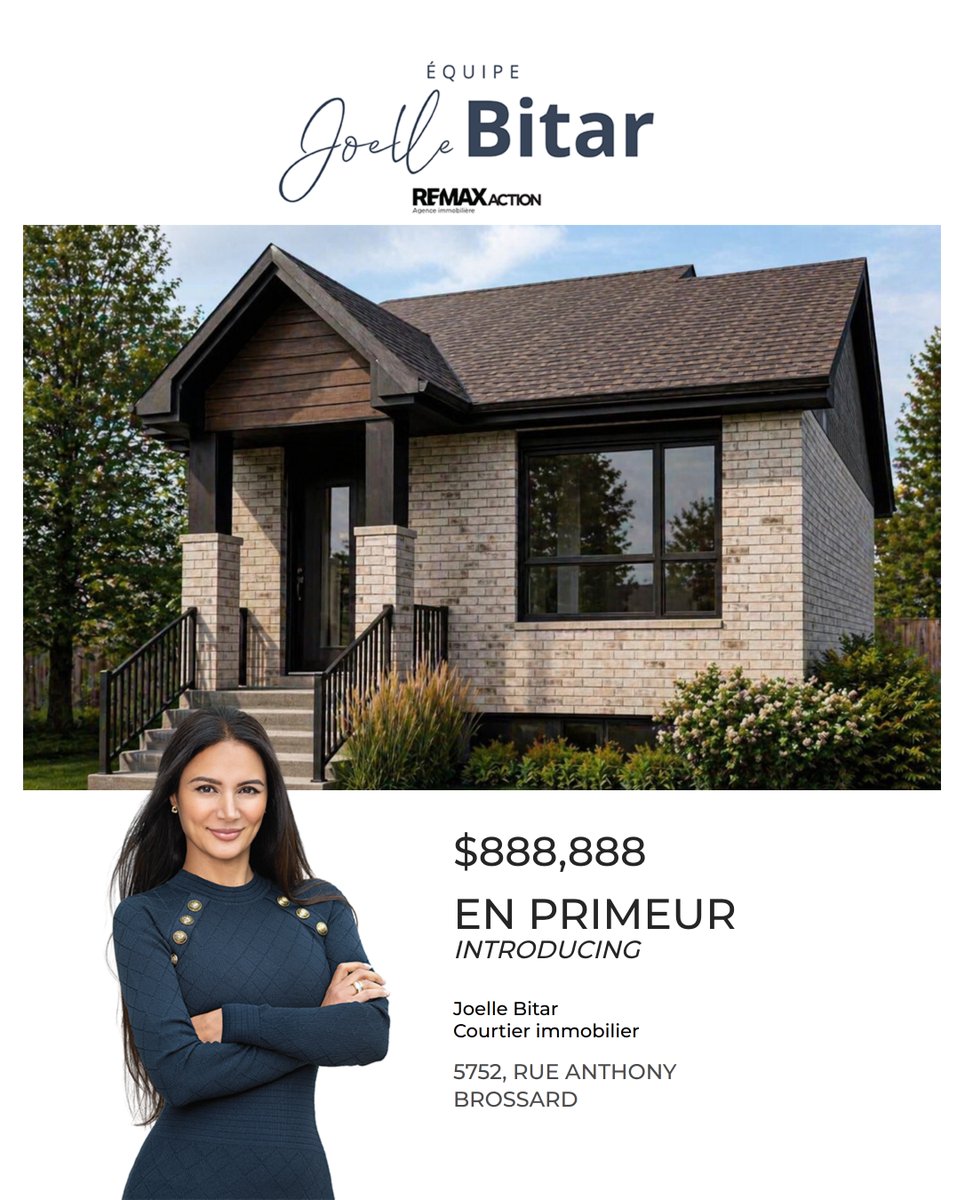 joellebitar7's tweet photo. À VENDRE I FOR SALE – JOELLE BITAR
https://t.co/1zLa2q54Tu
5752 Rue Anthony, Brossard
Construction neuve, maison moderne.
New construction, modern home.
PRIX: 888 888$ +tps/tvq
#joellebitar #Brossard #courtierimmobilier #realestateagent #RealEstateBroker https://t.co/YGzOiRcc8s