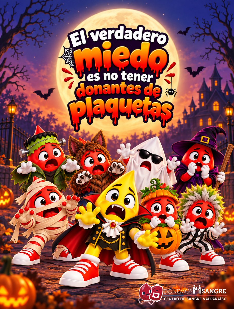 CentrodesangreV's tweet photo. 🎃🩸 ¡El verdadero miedo es no tener donantes de plaquetas! 👻
Este Halloween, ayúdanos a combatir el verdadero terror: la falta de donantes. ❤️‍🩹

🧛‍♂️ Súmate a nuestra campaña, rompe el hechizo y conviértete en héroe. https://t.co/GHBSfGDwiz