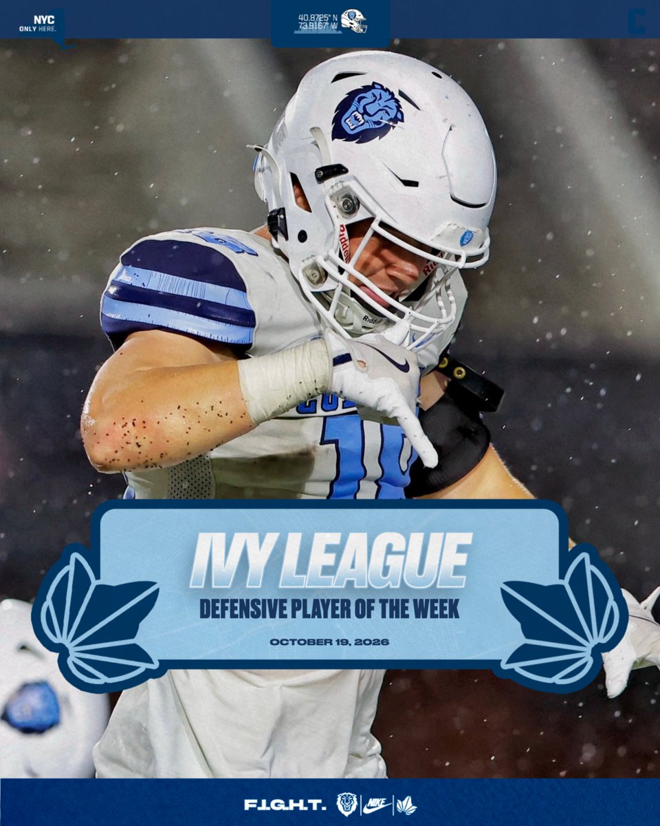 CULionsFB's tweet photo. Keep 'em coming!
AJ George (defense) is the latest Lion to earn an @ivyleague POTW and Bryce Coleman repeats as Rookie of the Week!
📰 https://t.co/20pg61d6RL
F.I.G.H.T.
#RoarLionRoar 🦁 // #OnlyHere 🗽 https://t.co/lfOAwpmZKg