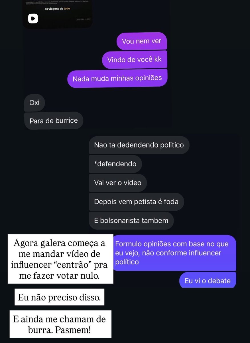 midnightwinxes's tweet photo. Época de eleições vira um chá revelação, né? Inclusive revelei um p3do hoje que me atacou gratuitamente no Instagram e me chamou de burra. https://t.co/Tg7BOCfkZu