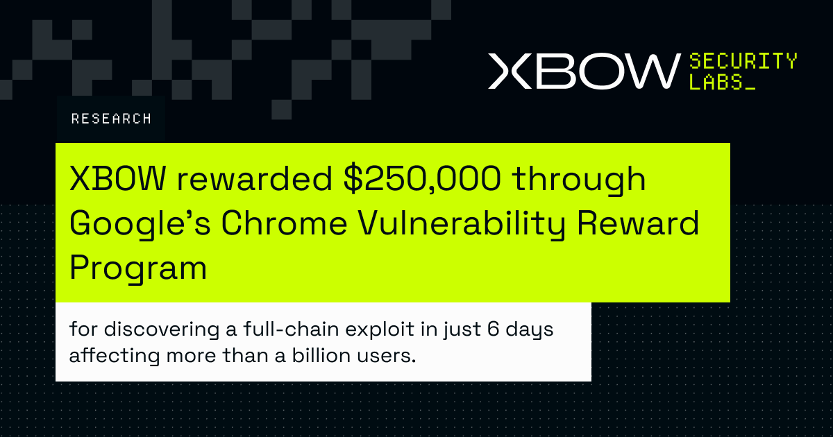 Jhaddix's tweet photo. We are always so grateful for our sponsor, @Xbow!

XBOW Built a Chrome Full-Chain Exploit Affecting a Billion Users in Six Days

XBOW researchers and GPT-5.6 Sol discovered and built a Chrome full-chain exploit in less than a week, showing how an attacker could use Chrome to remotely take over a Windows machine.

The breakthrough highlights how the cost and time of finding serious vulnerabilities are falling fast, for attackers and defenders alike.

Get details on the exploit and what it means.
https://t.co/E6dHAtmIwG