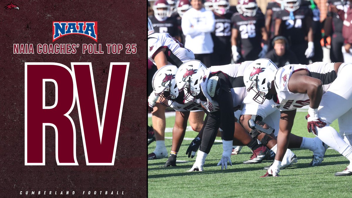 GoCUPhoenix's tweet photo. Cumberland Football receives votes in the final regular-season edition of the 2026 STADIONIC NAIA Football Coaches' Top 25.

More: https://t.co/xCgBzD9Wjp https://t.co/zRWnDBnShq