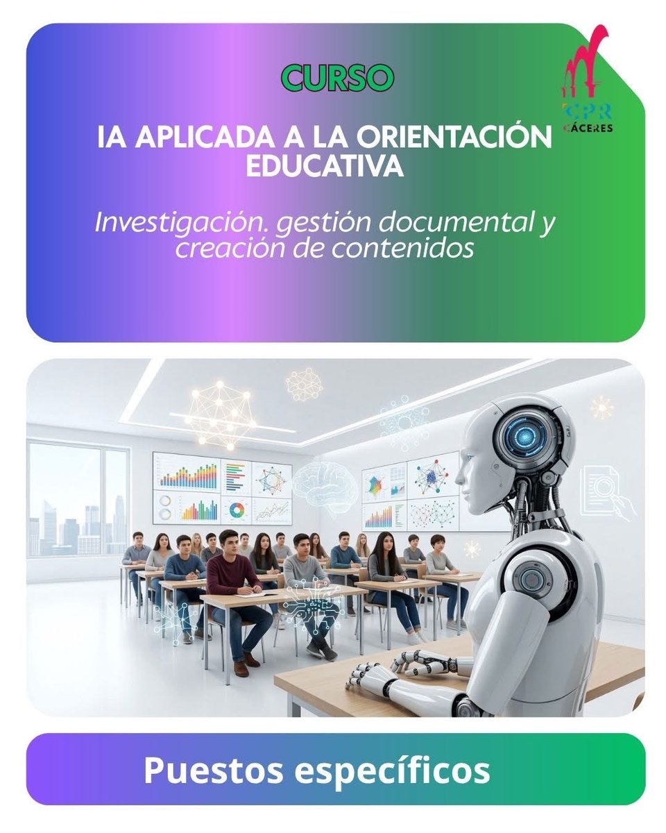 cprcaceres's tweet photo. ¿Quieres formular promts profesionales para aplicarlos a tu práctica orientadora?
Curso formativo en contenidos, gestión documental y herramientas básicas facilitadoras de la labor orientadora
🎯https://t.co/EDO7EgF1cr
📝https://t.co/8ZEzsJY9Mj
@UpeCaceres @InnovacionForm https://t.co/cz3qPTIIlk