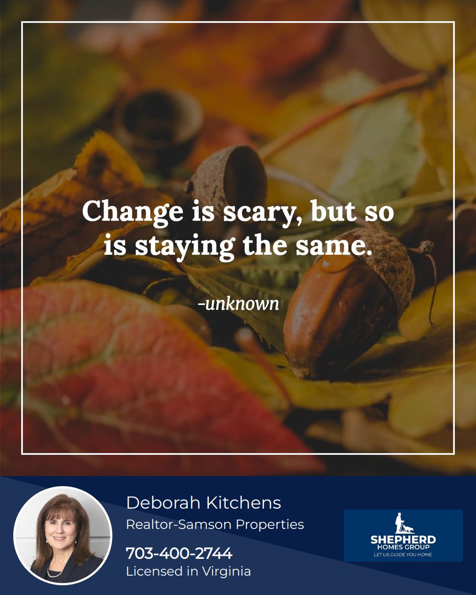DeborahKitchens's tweet photo. Life changes can be scary, but think of all the missed opportunities that could happen if we stayed the same? 

🌟 New relationships, new cities, new jobs, and many new endeavors. This is your reminder to take a chance and trust your gut. Change can be a great thing! https://t.co/ItPXyN2HhD