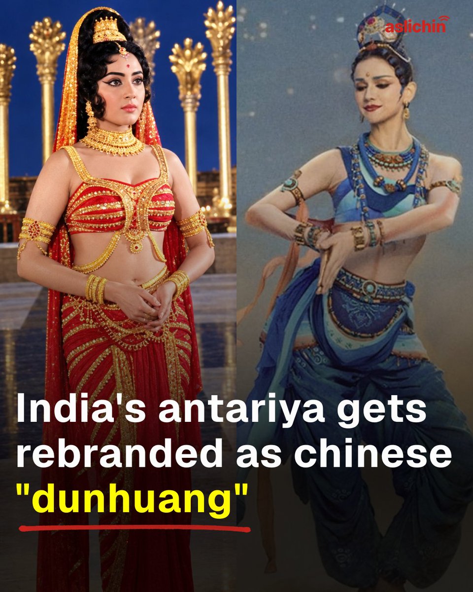 aslichin_'s tweet photo. India's most ancient heritage clothing antariya is rebranded as chinese dunhuang costume. to learn more follow us on instagram where we will be documenting all kinds of appropriation and theft being under dunhuang-
https://t.co/4MKOaP0SXI https://t.co/uepP56gzyG
