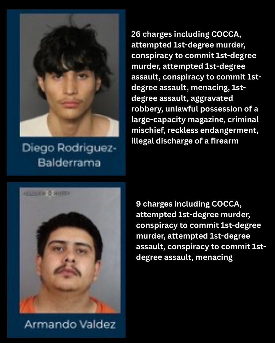 dobetterdnvr's tweet photo. 🚨🚨18 arrests announced in major RAVEN takedown of violent criminal organization across Denver metro.

On 9/18 I posted the first two arrests tied to a COCCA (Colorado’s RICO-style organized crime statute) case with an 4/10/25 offense date: Daniel Omar Lopez and Devyn Roman. 

Follow-ups on 9/22, 10/7 and and 10/11 covered Guadalupe Lopez, Diego Rodriguez-Balderrama (booked with ~90 charges including multiple first-degree murder counts), and Armando Valdez. All of these arrests showed up in public booking records while local media stayed quiet. 🤐

Today @aurorapolice and the RAVEN task force announced the complete 13-month investigation: 18 suspects in custody (14 adults + 4 juveniles), 185 charges (166 of them felonies), 31 firearms seized, 67 search warrants, and more than 20 criminal episodes across 13 jurisdictions including Aurora, Denver, and several northern Colorado counties.

Coordinated take-downs on 9/15 and 10/7 wrapped up the remaining targets with help from multiple SWAT teams, ATF, U.S. Marshals, and other partners. Everyone is charged in Denver District Court.

Hours after the official release, local media still hasn’t covered an organized crime takedown involving attempted murders, COCCA charges, and 31 seized guns. I posted about some of these exact arrests a month ago when the charges first hit public records. Media is still snoozing. 💤

•  Diego Rodriguez-Balderrama, 18
•  Armando Valdez, 23
•  Brandon McAfee, 48
•  Christian Mayfield, 21
•  Christopher Smith, 21
•  Devyn Roman, 22
•  Gina Bramlett, 59
•  Griselda Muniz, 38
•  Guadalupe Lopez, 19
•  Lakeno Conde-Smith, 18
•  Nicole Garcia, 47
•  Oscar Aguilar-Rea, 18
•  Tom Cruz-Monfil, 21
•  Daniel Lopez, 20