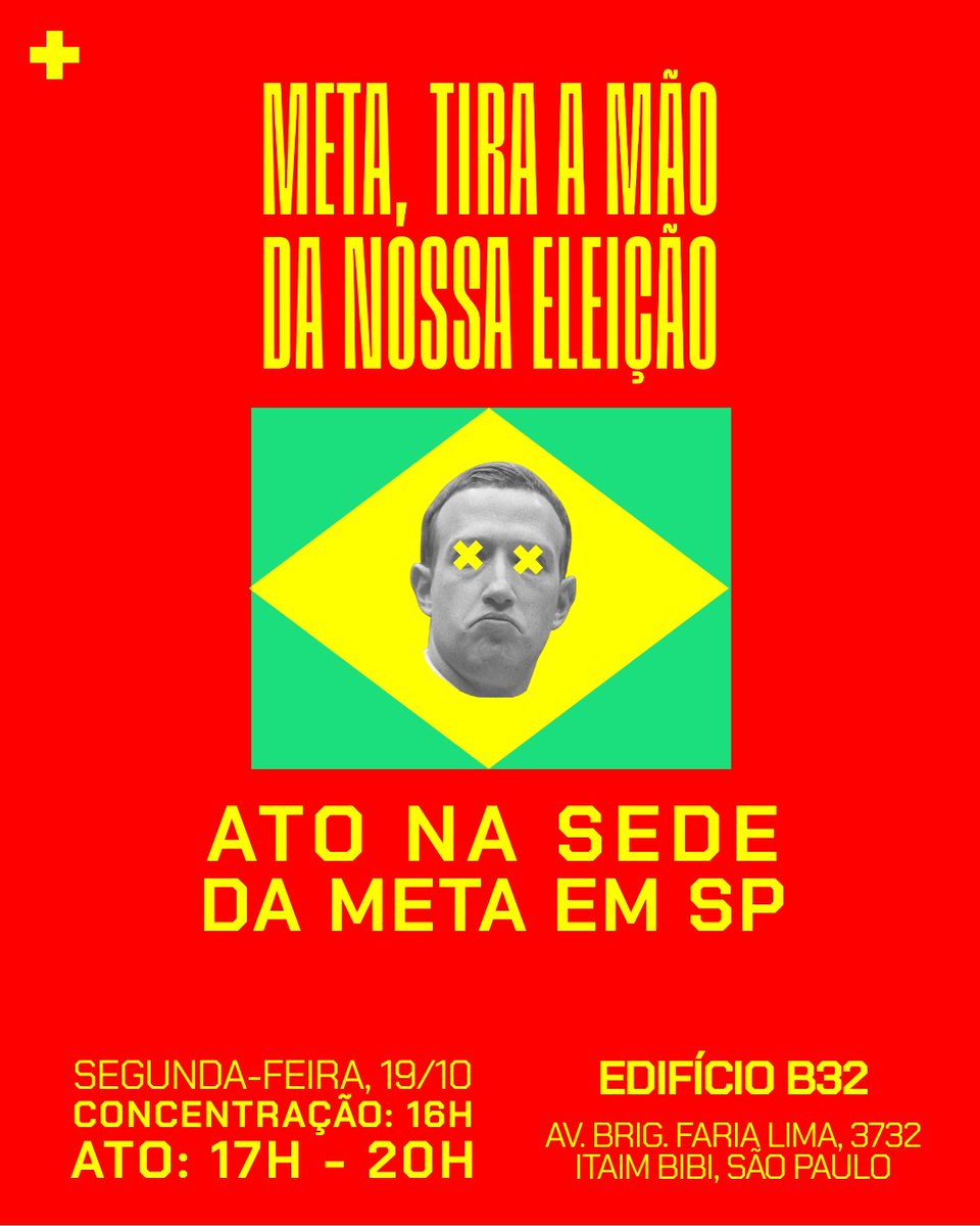 ErikakHilton's tweet photo. 🚨 ATENÇÃO, SÃO PAULO!

Hoje a mobilização é na frente da sede da Meta na Faria Lima, no prédio da baleia, com concentração a partir das 16h.

Bora? https://t.co/Zq9rGzK2sQ
