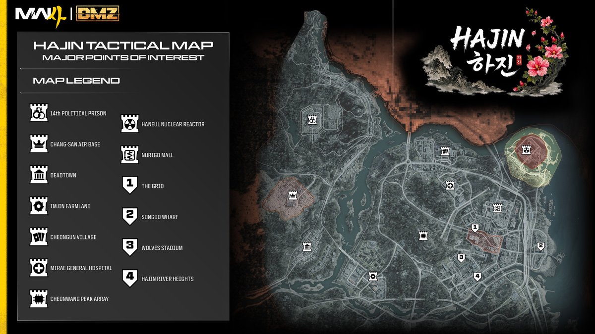 InfinityWard's tweet photo. Get familiar with Hajin before you drop in. 

The official #MW4 DMZ Interactive Tac Map is live. Explore POIs, locate valuable resources, and plan your next deployment.

Study up. You're going to need it. 🫡
https://t.co/HK48Pfos5V https://t.co/wsdLoaqScg