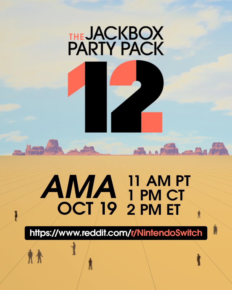 jackboxgames's tweet photo. The Jackbox Party Pack 12 AMA is happening soon! Go over to r/NintendoSwitch to ask the devs all of your burning questions about our latest Party Pack!

🔗 https://t.co/MOkp8AKLLc https://t.co/F4wHSnrYK5