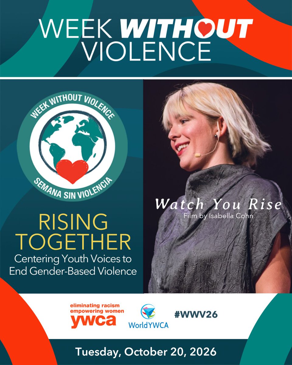 ywcawcmi's tweet photo. 💜 It’s #WeekWithoutViolence.
This year, YWCA is centering young voices in the movement to end gender based violence.
Join YWCA USA tomorrow, October 20th, for a national virtual event featuring Watch You Rise.
Learn more & register: https://t.co/lrTXDy55WQ
#WWV26 #DVAM https://t.co/ohziRgYFCV