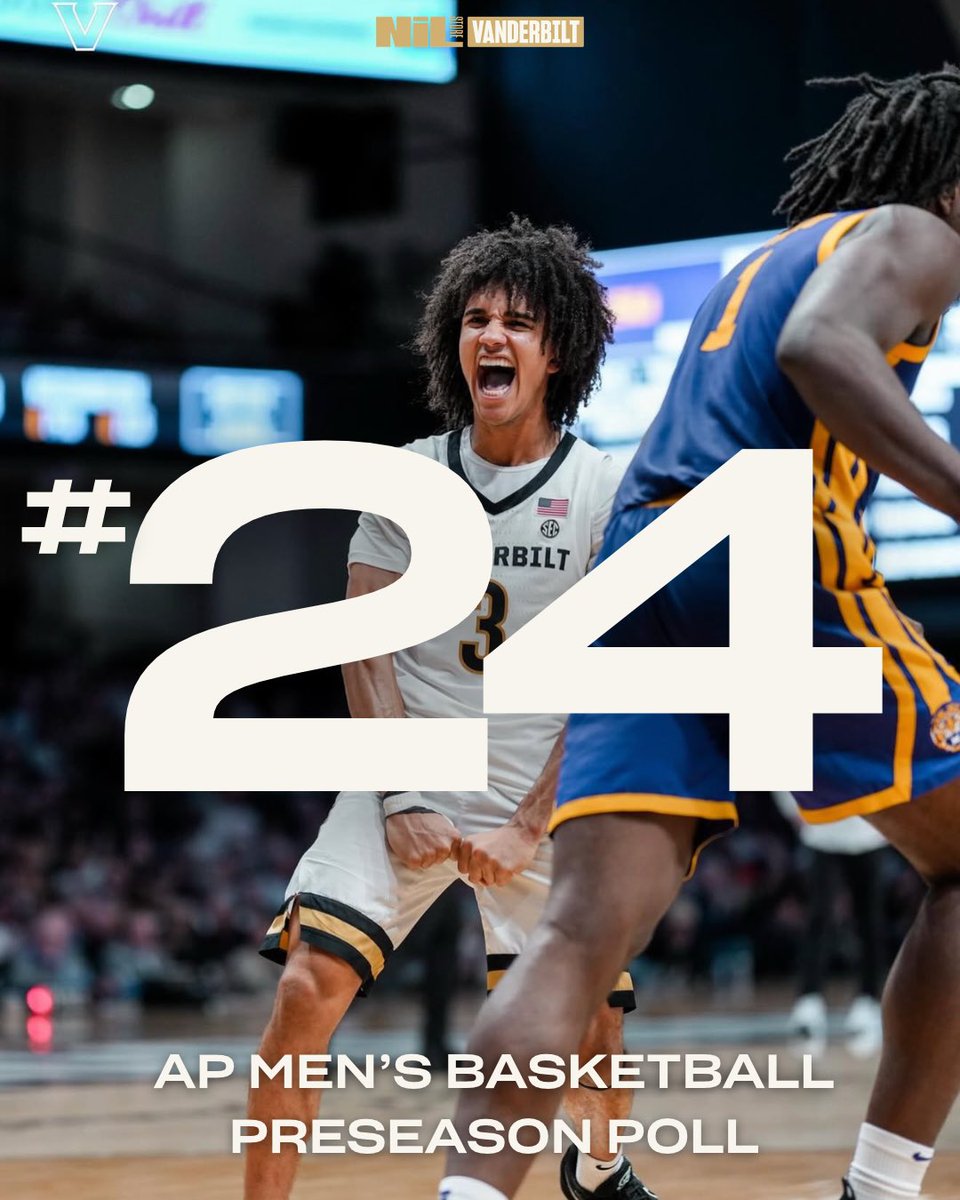NILStoreVandy's tweet photo. Polls are out &amp; @vandymbb coming in at #24, how we feeling about the upcoming season? 👀

Make sure your closet is ready for the season by shopping their merch on our website! Every purchase directly supports our athletes, link below to shop! ⚓️⬇️

Shop: https://t.co/uGstNWaHOu https://t.co/IFXMPWc1tU