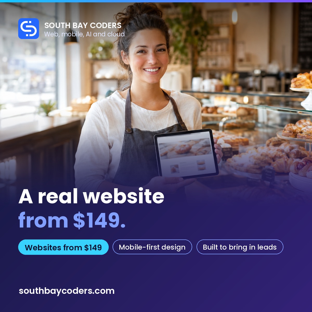 SouthBayCoder's tweet photo. A professional, mobile-first website from $149. Fixed scope, fixed price, built by a Los Angeles team that has delivered 520+ projects.

https://t.co/JhTUyQpIcR https://t.co/UGj8kpL6FN