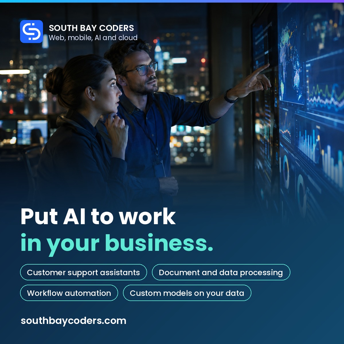 SouthBayCoder's tweet photo. AI that does real work: support assistants, document processing and workflow automation built around your data. South Bay Coders builds AI and ML solutions for growing companies.

https://t.co/JhTUyQpIcR https://t.co/NeKs2rlypq
