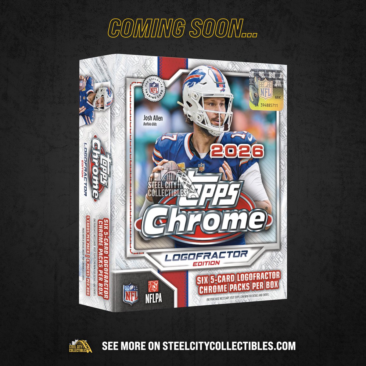 SCCTradingCards's tweet photo. New details for 2026 Topps Chrome Football, including new products like Sapphire Boxes, Delight Boxes, Logofractor Boxes, and more, are now available on our website 👉 https://t.co/KG2wahBFNr https://t.co/Z4d4Z94tU1