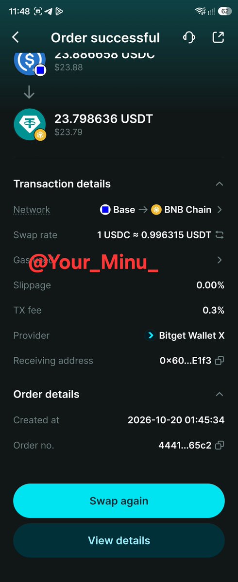 Your_Minu_'s tweet photo. @BitgetWalletTR 🚀 Bitget Wallet Swap yarışmasına katıldım! 

EVM: 0x605341807F58c91d12c04b60DB9E9d67120bE1f3

TX ID: 0xdd53a21b3170f6df6a88e77ca9225b9b2795465f5012c1f833af68756e5337ad
Bitget Wallet ile Web3 dünyasında güvenli ve sorunsuz bir deneyim yaşamak harika!
@Crypto_ahad_
@crypto_guru24 https://t.co/Vtu1pxTBVk