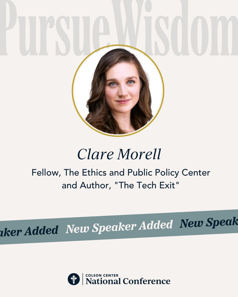 ColsonCenter's tweet photo. Clare Morell is joining us at CCNC ‘27.

June 4-6, 2027 in Charlotte, NC. Register before November 30 for up to 50% off. 

#CCNC27 #PursueWisdom #ChristianWorldview #ColsonCenter https://t.co/GL479UUDJQ